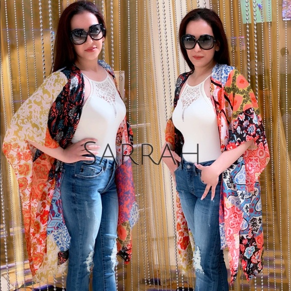 sarrah Sweaters - Last 1 ! New Boho Floral Kimono Cardigan